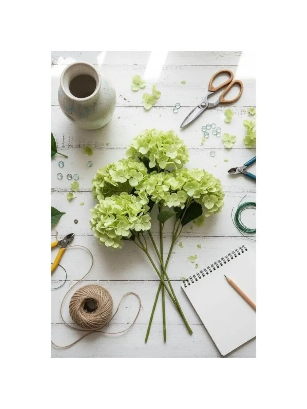 Light Green Hydrangea Stem Artificial Silk Flower Spring Wedding Decor